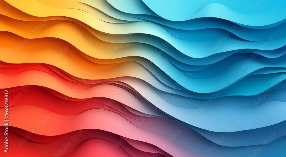 Poster vibrant layers of colorful paper create a flowing abstract background design for creative projects