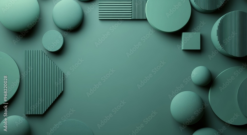 Aufkleber abstract arrangement of geometric shapes on a solid background in a modern design space