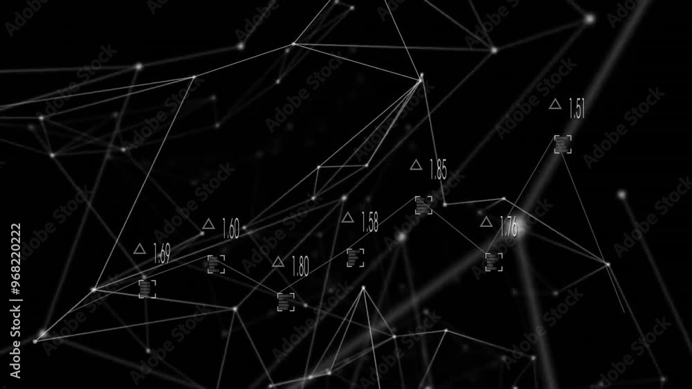 Poster animation of shapes moving over data processing