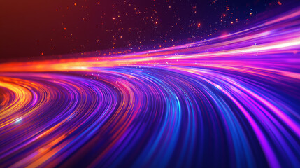 A vibrant, colorful background with streaks of light, like you'd see from city lights at night. It features a swirling purple wave and glowing lines, creating a dynamic and energetic effect.
