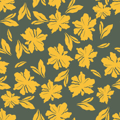 Flowers seamless pattern. vector illustration. Abstract flowers, floral vector with leaves