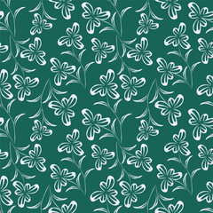 Flowers seamless pattern. vector illustration. Abstract flowers, floral vector with leaves