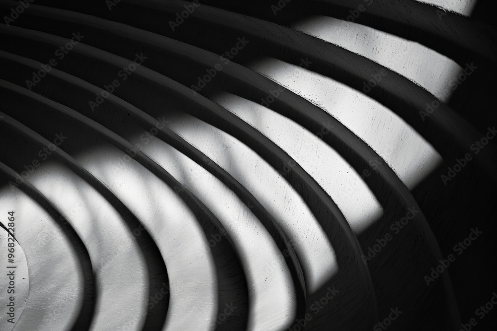 Aufkleber a striking black and white image of an architectural structure highlighting the interplay of shadows