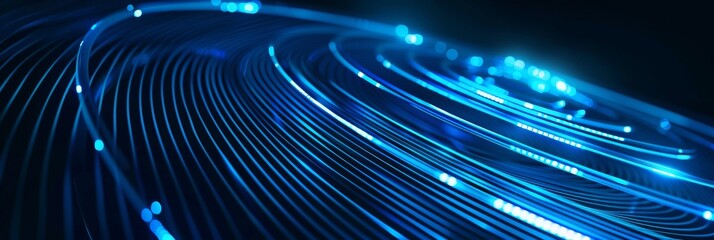 Abstract glowing circle lines modern shiny blue against a dark blue background