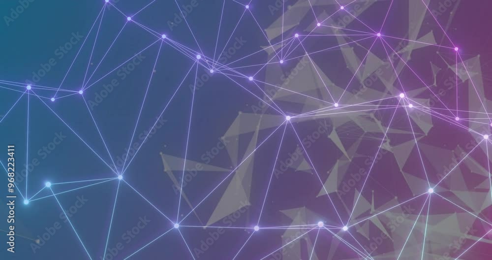 Poster animation of network of connections over moving shapes
