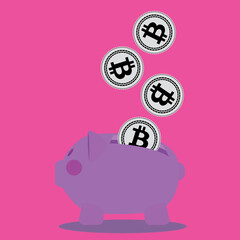 Purple Bitcoin Piggy Bank