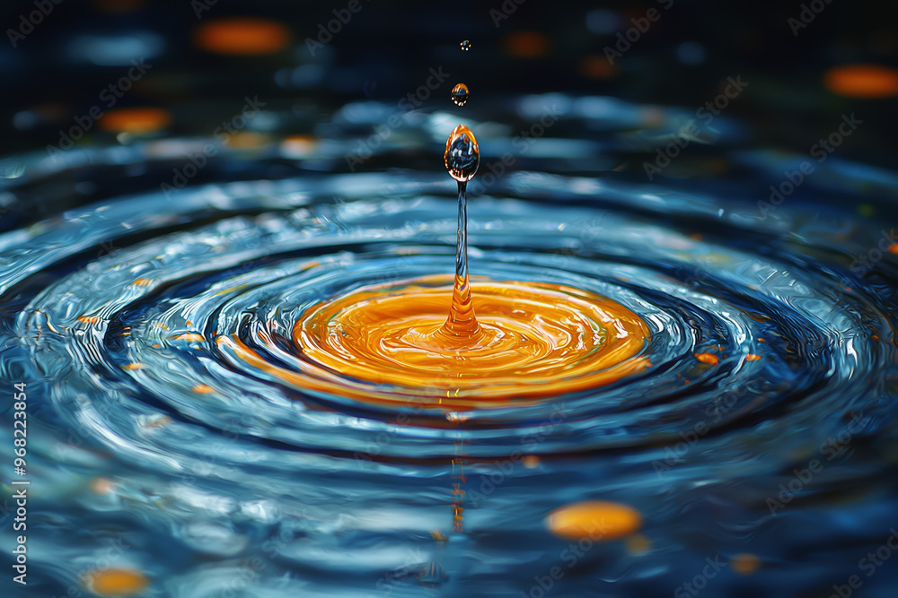 Poster a droplet of paint dripping from a brush and forming a mesmerizing pattern on canvas. concept of cre
