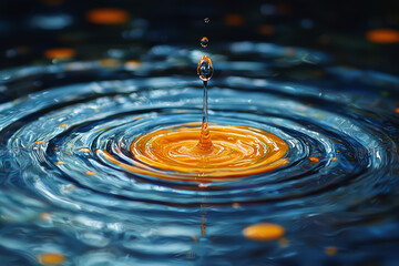 A droplet of paint dripping from a brush and forming a mesmerizing pattern on canvas. Concept of creative expression.