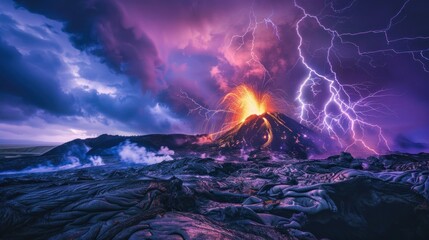 Volcanic Eruption with Lightning