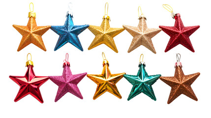 Obraz premium Collection of Christmas stars decorations, isolated on white background