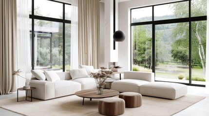 Modern Living Room with Stunning Natural View