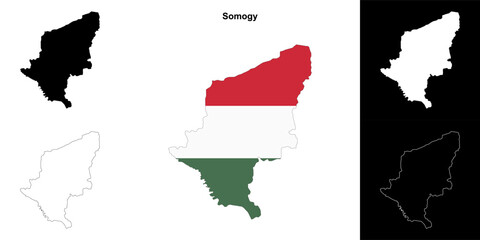 Fototapeta premium Somogy county outline map set