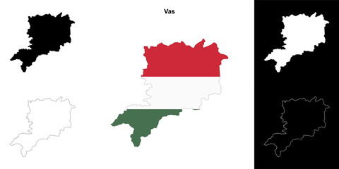 Fototapeta premium Vas county outline map set