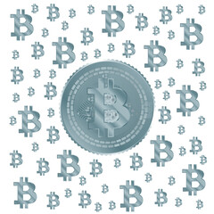 Obraz premium Bitcoin Light Blue Pattern