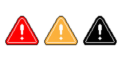 Warning sign pixel art simple design © eMIL'
