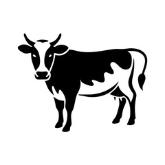 Cow Silhouette Icon - Transparent Background Clipart