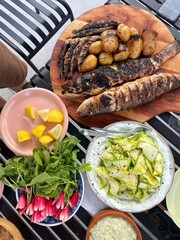 Fresh summer dinner on the patio 