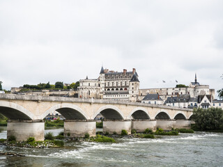 Obraz premium Amboise Castle and bridge by Loire river in France