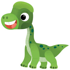 cartoon scene with happy prehistoric animal brachiosaurus brontosaurus diplodocus dino dinosaur smiling and walking isolated on white background illustration for kids