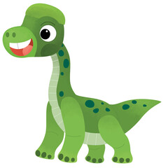 cartoon scene with happy prehistoric animal brachiosaurus brontosaurus diplodocus dino dinosaur smiling and walking isolated on white background illustration for kids