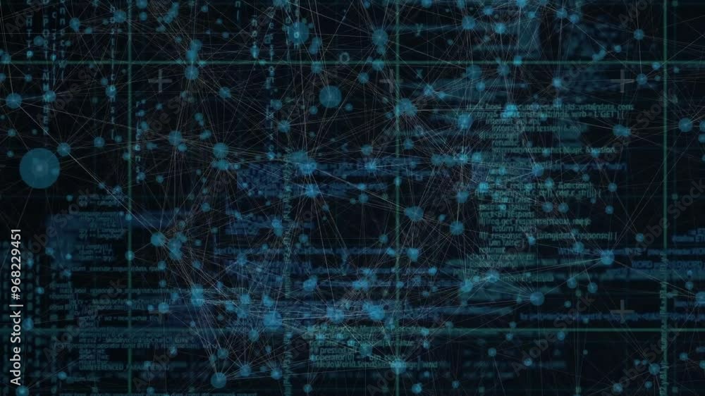 Poster animation of network of connections over data processing
