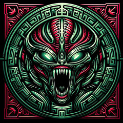 Fototapeta premium Alien creature logo with 3d illustration style