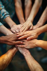 A group of people are holding hands in a circle