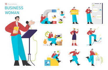 business woman. Flat Vector Illustration