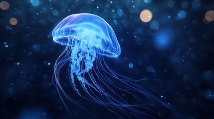 Fototapeta premium Glowing Jellyfish in the Depths