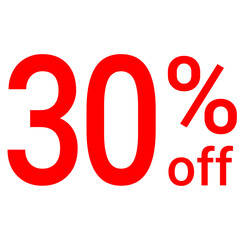 Banner, sign - 30 percent off, 30% off. Advertising for a sale. On a transparent background.