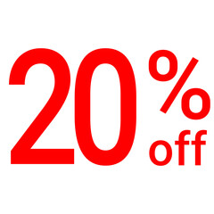 Banner, sign - 20 percent off, 20% off. Advertising for a sale. On a transparent background.