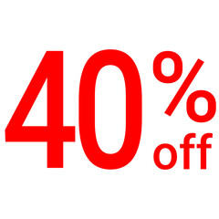 Banner, sign - 40 percent off, 40% off. Advertising for a sale. On a transparent background.