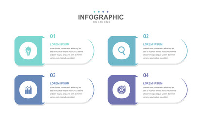 Infographic Illustration design template with icons and 4 options of business simple, workflow layout, diagram, report, web design. Creative, vector, illustration.