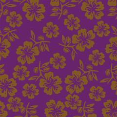 Small colorful flowers and brown flowers, hand drawn. Seamless on a light yellow background. Designed for fabric, fashion, textiles, wallpaper,
