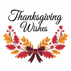 Thanksgiving Wishes Wreath with Autumn Leaves and Berries.