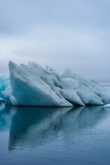 A breathtaking view of Jökulsárlón Glacier Lagoon with floating icebergs