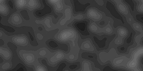 Gray Stylized Bokeh Effect Topographic Contour Scheme and Terrain on old paper. Geographic mountain terrain. Contour map background. Cartographic Weave with seamless striped patterns and wavy edges