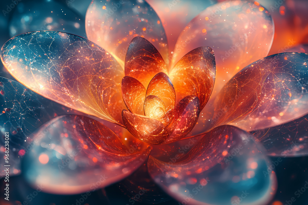 Poster a kaleidoscope effect of overlapping transparent colors creating intricate, geometric patterns. conc