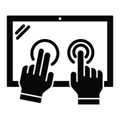 Multi Touch Interaction. Two Hands Interacting with a Screen via Multiple Touchpoints in flat illustration.