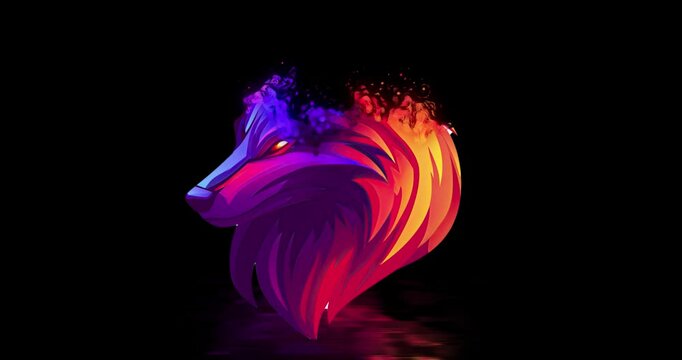 dissolving wolf head logo intro 