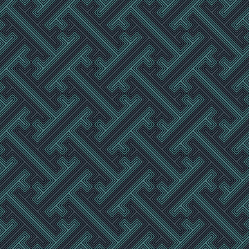 Seamless Sayagata ornament. Repeated interlocking keys background. Oriental pattern. Window tracery image. Ancient ethnic mosaic. Geometric digital paper. Ethnical textile print. Vector work.