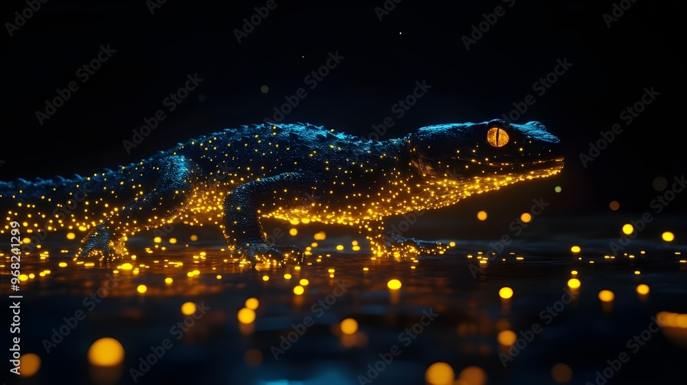 Poster glowing reptiles dark with lighting pattern background image