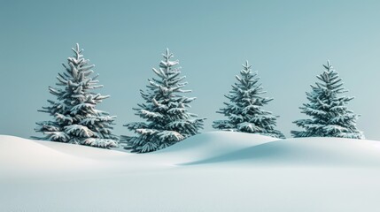 Naklejka premium Scandinavian winter wonderland fluffy spruce trees adorned with snow in a serene white landscape banner