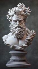 Obraz premium White Marble Bust Sculpture of a Bearded Man with Wavy Hair
