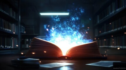 Obraz premium Illuminated Open Book - Glowing Cover and Pages in High Resolution Photorealistic Image