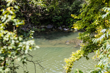 water flow in Hrazdan gorge in Yerevan city