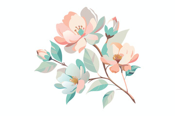 Watercolor orchid flower hand-drawn branch vector illustration