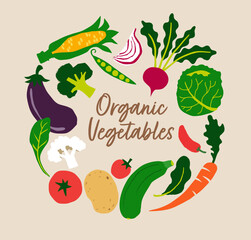 Organic vegetables layout.