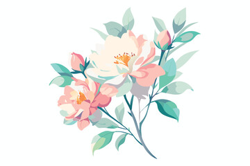 Watercolor orchid flower hand-drawn branch vector illustration