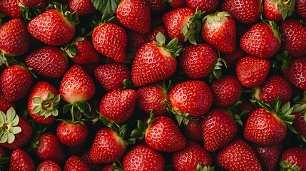 Fresh Red Strawberries Background, Food Texture